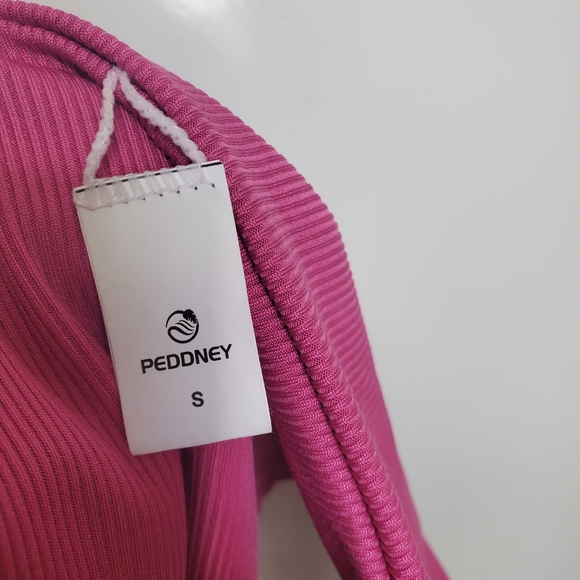 NWOT PEDDNEY Pink Mauve High Rise Ribbed Bikini Swimsuit Bottoms Small NEW - Picture 4 of 6